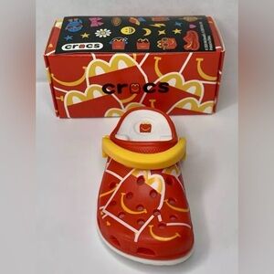 New CROCS x McDonalds #2 Red Kids Happy Meal Box Pattern Shoe Clip Charm Toy❤️💛